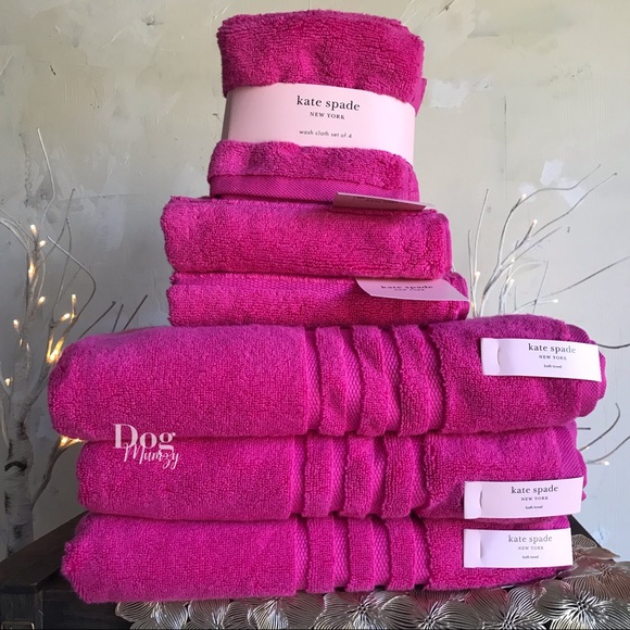 kate spade Bath 2x Kate Spade Cotton Terry Cloth Pink Fuchsia Bath